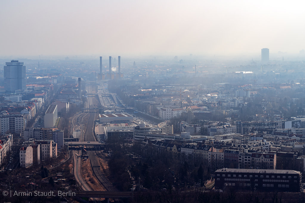 misty skyline of Berlin with freeway