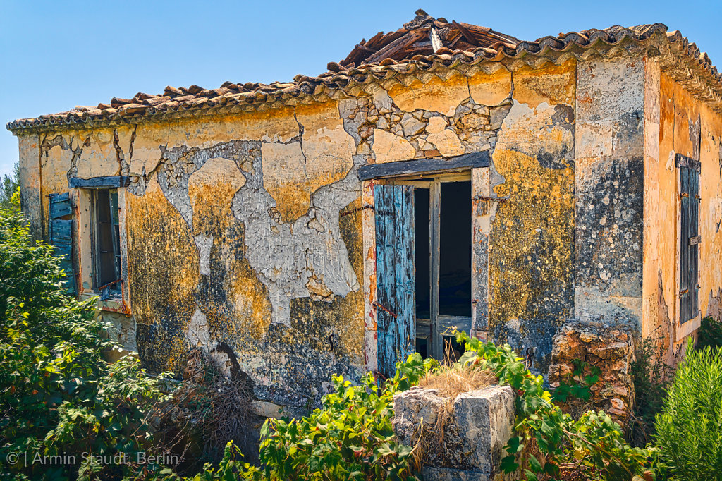 abandoned old farmer cottage in Greece